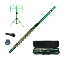 Merano Green Flute 16 Hole, Key of C w/Case+Music Sheet Bag+2 Stand+Acce... - £86.04 GBP