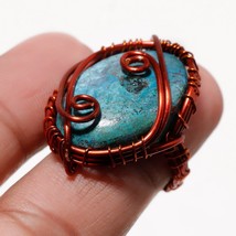 Shattuckite Gemstone Wire Wrapped Handcrafted Copper Jewelry Ring 6.25&quot; SA 669 - £3.96 GBP