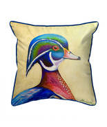 Betsy Drake Mr. Wood Duck Large Indoor Outdoor Pillow 18x18 - £46.73 GBP