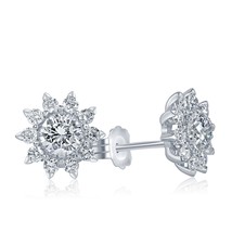 1.01 Carats Labo Grown Rond Brillant Coupe Clou Diamant Fleur Boucles 14k Or - £563.27 GBP