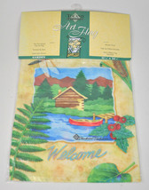 New Toland Art Flag Welcome Cabin Creek Canoe Woods Nip 11x14 Weatherproof - £11.59 GBP