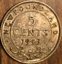 1943 Newfoundland Silver 5 Cents Coin - £4.24 GBP