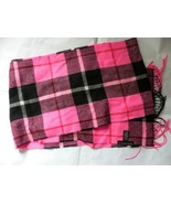 SCARF Womens Victoria&#39;s Secret Love Plaid Pink Black and Silver 80&quot; inch - $9.99