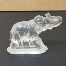 Figurine Elephant Trunk Up Mounted Pedestal Vintage Small Frosted Resin  - $14.20