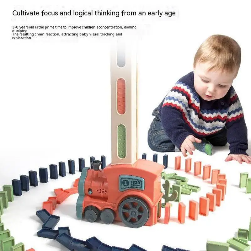 Children&#39;Toys Domino Train Electric Car Kids Automatic Laying Dominoes Set Brick - £21.86 GBP+