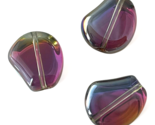 10 pcs Hyacinth Bean Glass Beads Fuchsia Green 2 Tone Mirror Finish 15x13mm - $4.99