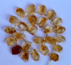 Natural, 23 piece citrine polished raw rough gemstone briolette beads 11x11--11x - £46.92 GBP