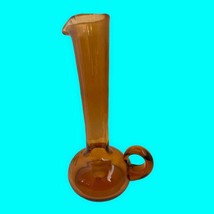 VTG MCM Amber Art Glass Pitcher Jug Vase Stretch Long Neck 10.5” x 5.5” - £26.47 GBP