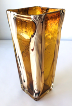 Studio Art Glass Vase Caramel + Chocolate &amp; Cream Streaks &amp; Bubbles 10&quot; Tall - £76.75 GBP