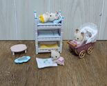 Calico Critters Baby Bunnies Children triple bunk beds pink carriage sto... - $23.66