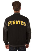 MLB Pittsburgh Pirates Wool Leather Reversible Jacket Embroidered  Logos Black - £211.82 GBP