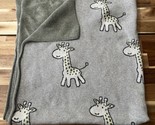 MADE IN INDIA cotton knit gray Green giraffe baby blanket throw 34.5”x37” - £22.01 GBP