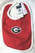 NCAA Georgia Bulldogs Embroidered Logo Red w/White Edge Baby Bib Two Feet Ahead - $14.95