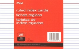 Mead 63580 Ruled Index Cards 5 X 8 Inches, 25 EA - White (Open Box) - €3,88 EUR