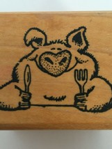 All Night Media Rubber Stamp Hungry Pig BBQ Invitation Card Making Animal Menu - $9.99