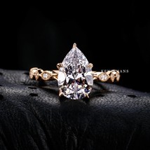 3.0 CT Pear Cut moissanite Engagement Ring, 14K Rose Gold Pear Cut Diamomd Anniv - £79.08 GBP+