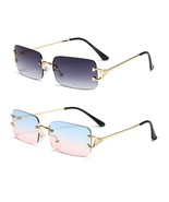 2Pair Unisex Metal Frame Rimless Classic Fashion Sunglasses for Men Wome... - £6.74 GBP