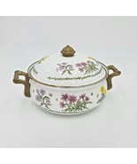 LINCOWARE Enameled Casserole Covered Pot Dutch Oven BRASS Handles FLOWERS  - $29.68