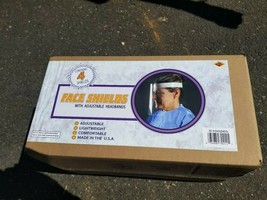 Safety Full Face Shields Adjustable Headbands Sealed Box Of 4 Made In USA - £26.06 GBP