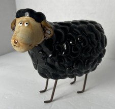 Whimsical Black Ceramic Sheep with Metal Legs 6 1/2” Long 5” Tall - $18.23