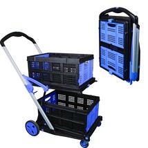 Folding Shopping Cart, Two Tier Collapsible Cart With One Crate, Heavy D... - $370.99