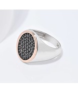 Two Tone Signet Ring-Black CZ Ring-14K Gold CZ Ring-Oval Gold Signet Ring - €566,36 EUR