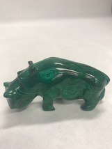 Hippopotamus Hippo Malachite carved art piece 3 inch figurine animal Vintage - £72.78 GBP
