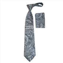 Men's Stacy Adams Tie and Hankie Set Woven Design #St415 Silver gray image 3