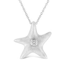 Elegant Sterling Silver Prong-set Diamond Accent Starfish Pendant Necklace - $168.00