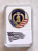 Us Military Challenge Coin &quot;Purple Heart&quot; Usmc Usn Army Usaf Uscg w/Case New! - £11.46 GBP