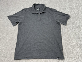 Prana Polo Shirt Mens Large Black Gray Stripe Golf Short Sleeve Casual Work - $14.84