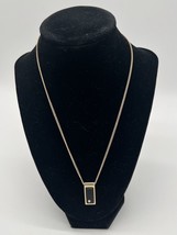 1976 Vtg AVON Delmonico Rectangular Pendant Necklace Black &amp; Rhinestone ... - £7.47 GBP
