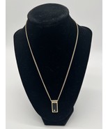 1976 Vtg AVON Delmonico Rectangular Pendant Necklace Black &amp; Rhinestone ... - $9.50