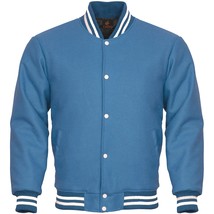 New Super Quality Bomber Varsity Letterman Baseball Jacket Sky Blue Body Sleeves - £56.82 GBP
