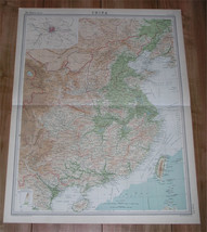 1922 Antique Map Of Eastern China Shanghai Hong Kong Taiwan / Beijing Inset Map - £28.11 GBP
