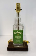 Jack Daniel&#39;s Apple Jack Whiskey Bar Bottle TABLE LAMP Lounge Light Wood Base - £40.70 GBP