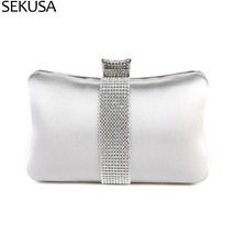 Satin Women Evening Bags s Silver Color Day Clutch s Chain  Handbags Purse Bags - £76.95 GBP