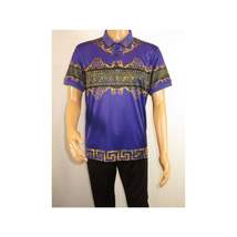 Men's Sports Polo Shirt Barocco Fashion Printed Short Sleeves Soft BSP612 Indigo image 8