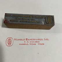 Vintage Printing Block Humble Bancshares Inc Humble TX 2 3/4x 5/8” - $189.00 MXN
