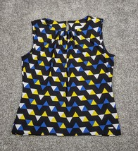 Calvin Klein Top Women Medium Black Geometric Design Sleeveless Blouse Gathered - £12.86 GBP