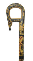 Zeckos Hand Carved African Wild Animal Print Wooden Walking Stick - £39.41 GBP