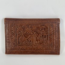 Vintage Tooled Leather Wallet Camel Palm Trees Africa Handmade - £23.47 GBP