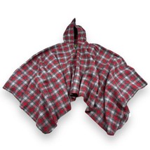 Vintage Wool Tartan Red Gray Checkered Plaid Cape Cloak Coat One Size Talon Zip - £55.49 GBP