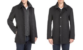 Braveman Men&#39;s Classic Fit Wool Blend Bibbed Top Coat XL Black - £75.01 GBP