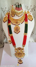 Gold Plated Full Bridal Set Crystals Traditional Style Jewellery Kundan Jewelryc - $52.00