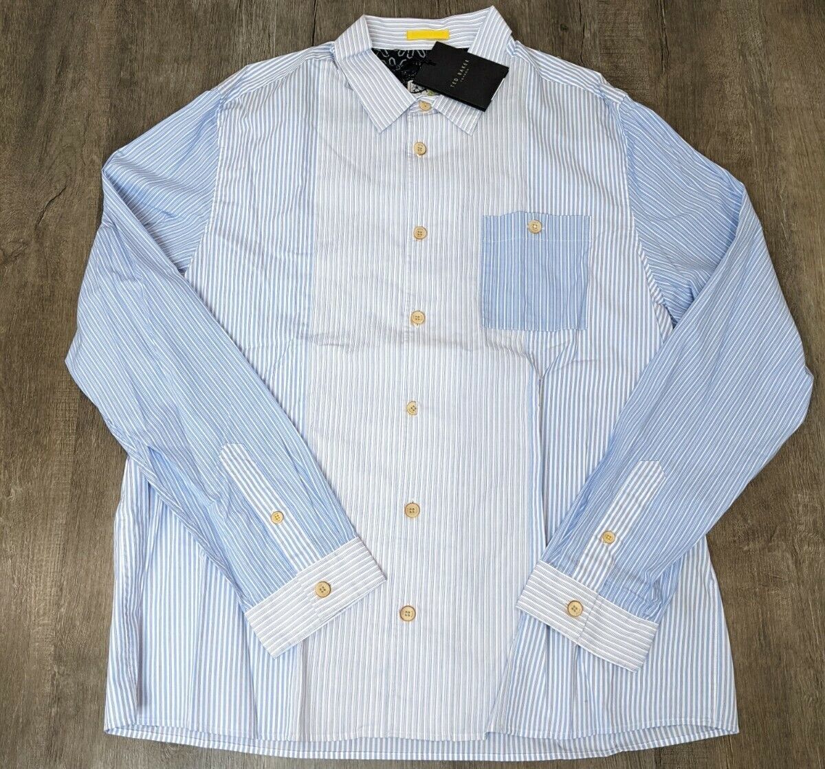Primary image for Ted Baker NWT men's blue mix stripe button up Long Sleeve Dress shirt AF