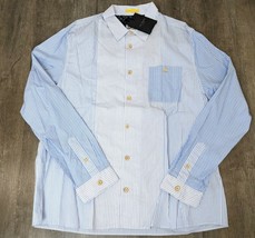 Ted Baker NWT men&#39;s blue mix stripe button up Long Sleeve Dress shirt AF - £49.03 GBP