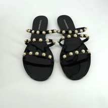 Steve Madden Womens Yalsa Black Pearl Embellished Flat Sandal 10 New In Box - £18.99 GBP