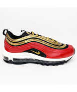 NIKE WOMENS AIR MAX 97 RED METALLIC GOLD SEQUIN SIZE 7.5 CT1148 600  - £96.02 GBP