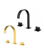  Brushed GOLD /BLACK Square Style Bathroom Sink Faucet 3 Hole Double han... - $2,850.83 MXN